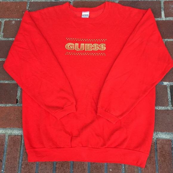 Vtg Guess OG Sewn Spell Out Crewneck Sweatshirt - Picture 1 of 4